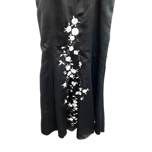 Betsey & Adam - Satin long dress mother of bride embroidered front /back size 14 - Picture 3 of 6